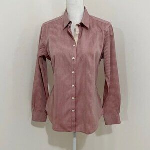 Brooks Brothers Pink & Red Stripe Fitted Button Blouse Office Career Women's 10P